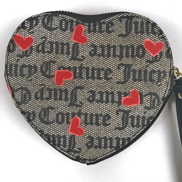 Juicy Couture Heart Shaped Monogram Zip Wristlet Wallet Accessories Accessory - Picture 5 of 15